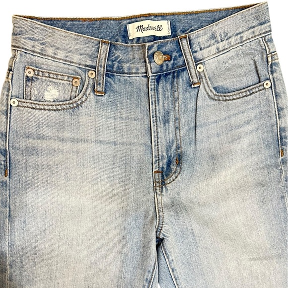 Madewell chambray Blue Straight Leg “the perfect vintage” distressed jeans sz 24 - Picture 4 of 8